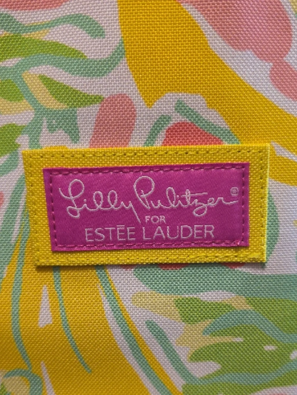 Lilly Pulitzer x Estée Lauder Pink & Yellow Tropical Canvas Tote - Picture 2 of 7